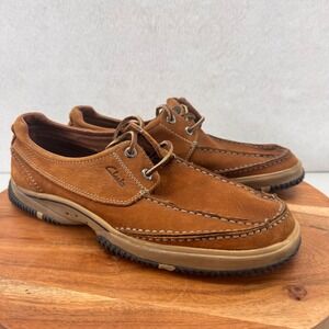 Clarks Leather Boat Shoes Casual Loafers Comfort Brown Shoes Mens Size‎ 8.5M